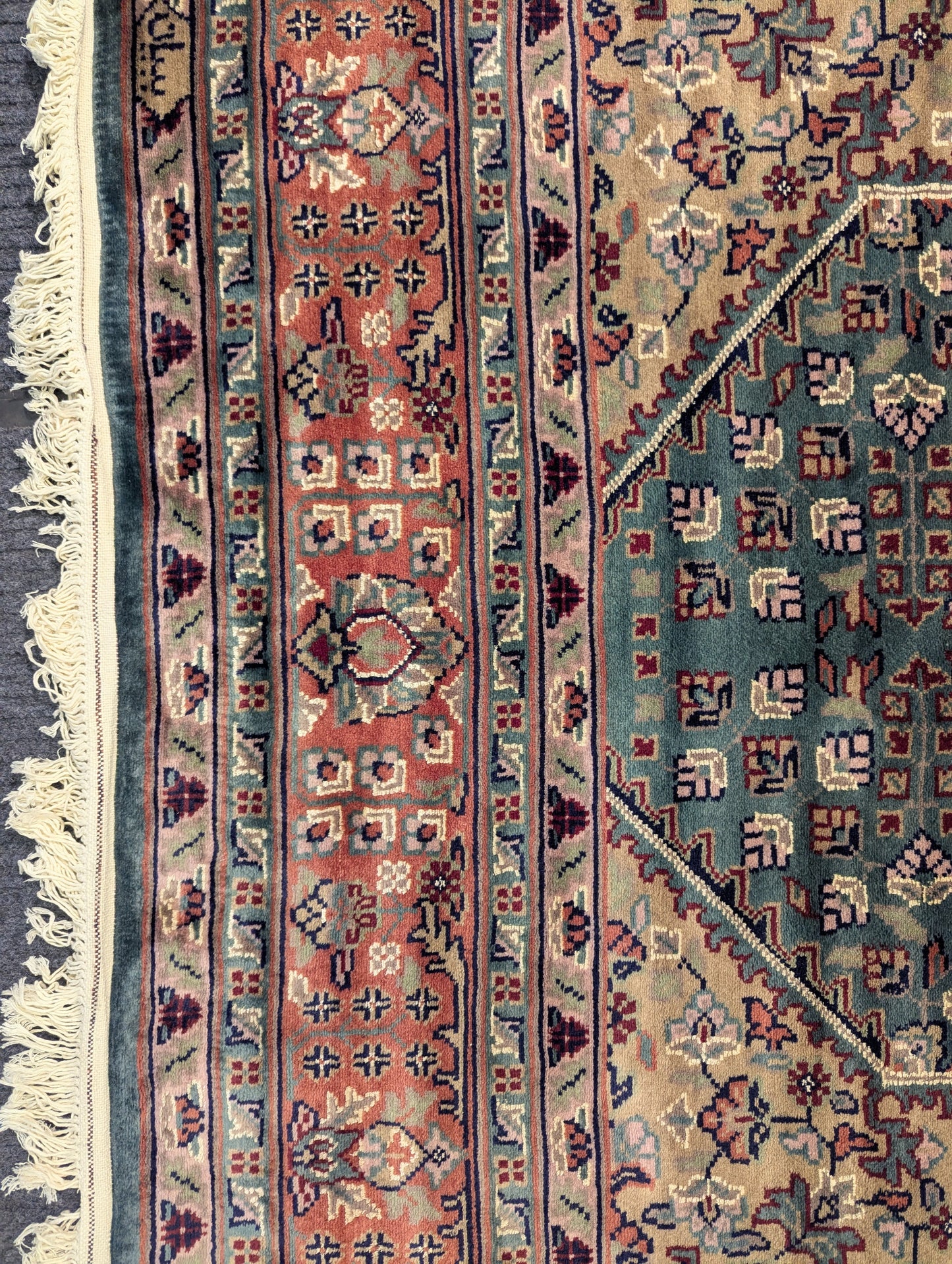 Vintage Pakistani Kashan-Style Handmade Wool Rug – 6.5x8 Feet | 45+ Years Old (sn:7007)