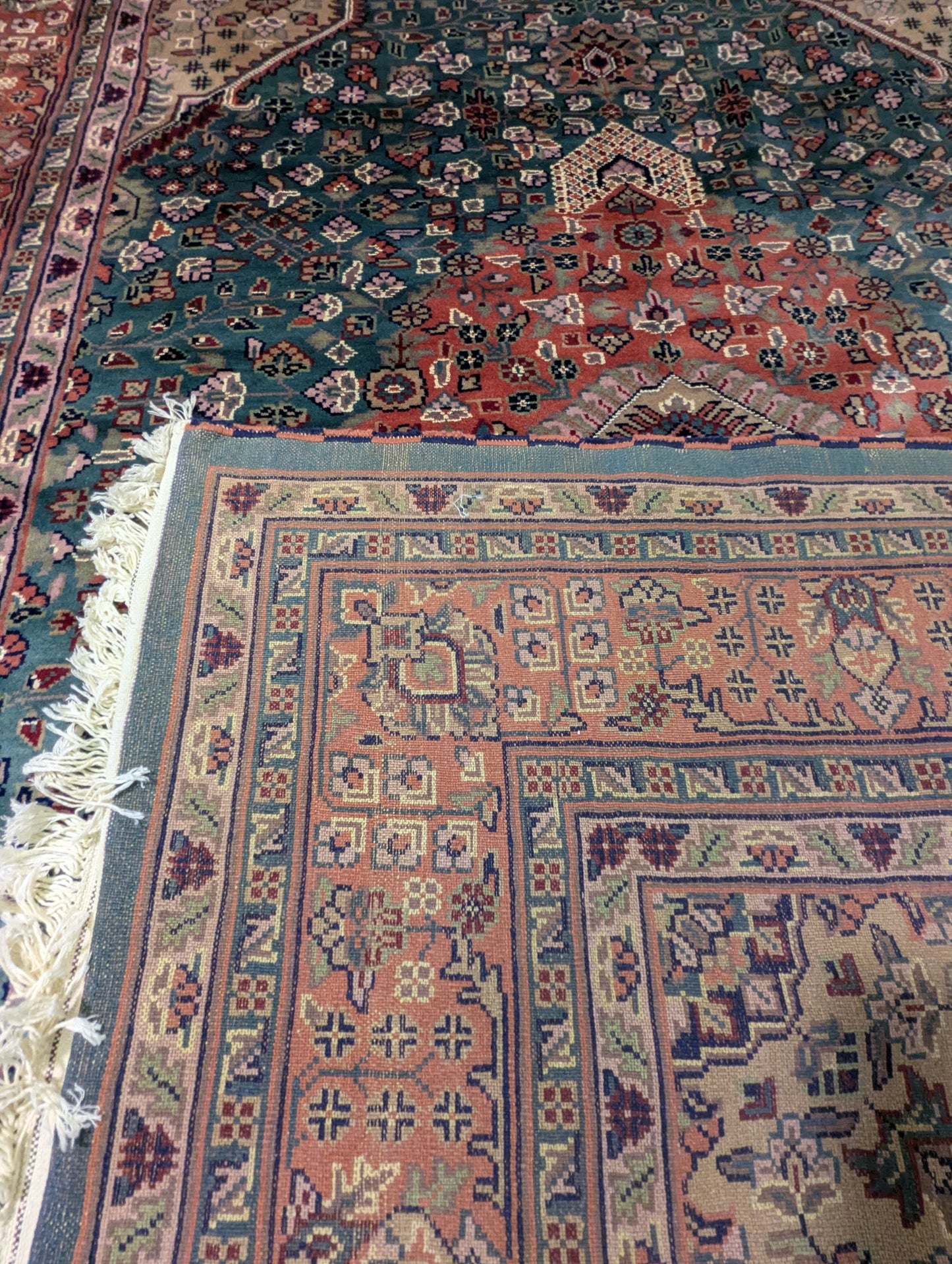Vintage Pakistani Kashan-Style Handmade Wool Rug – 6.5x8 Feet | 45+ Years Old (sn:7007)