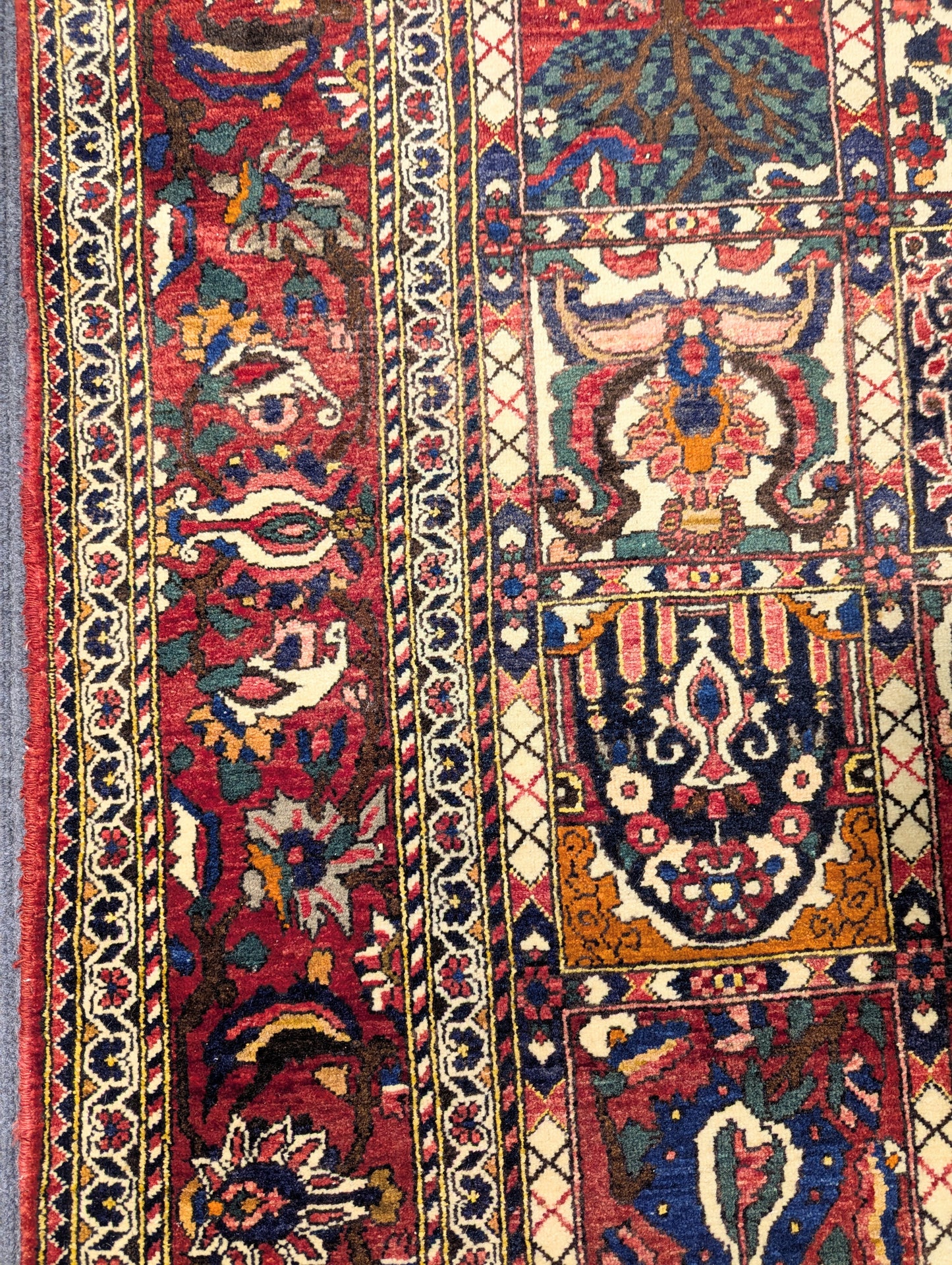 Vintage Persian Garden Panel Design Rug – 7x11 Feet | Hand-Knotted Wool | 45+ Years Old(sn:3946)