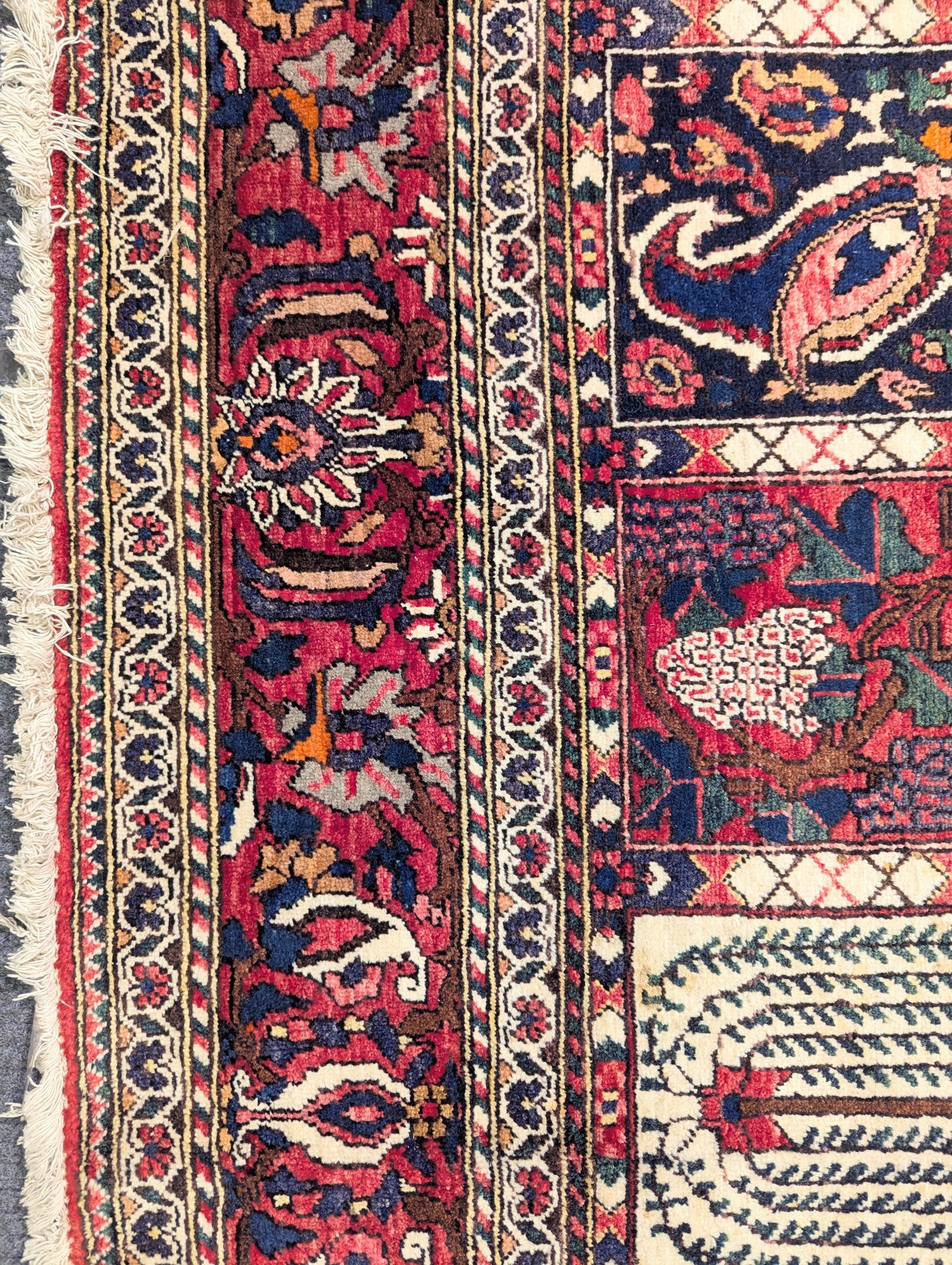 Vintage Persian Garden Panel Design Rug – 7x11 Feet | Hand-Knotted Wool | 45+ Years Old(sn:3946)