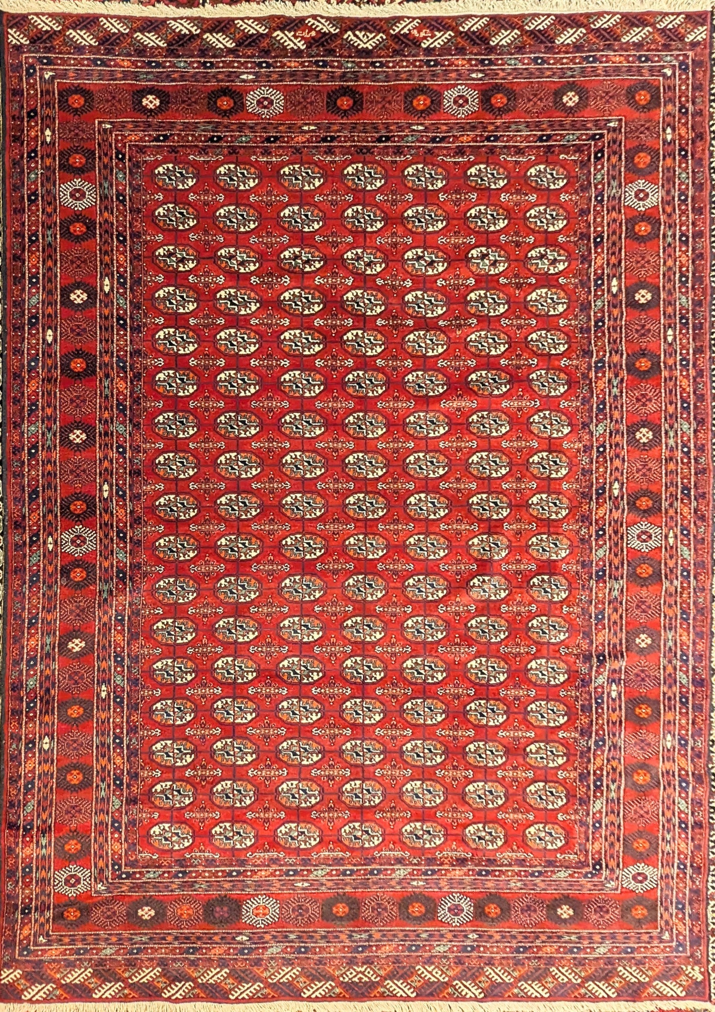 Vintage Pakistani Bokhara Handmade Wool Rug – 6.5x9 Feet | 45+ Years Old(sn:5907)