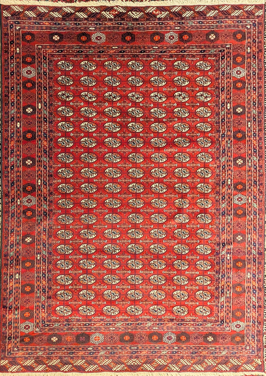 Vintage Pakistani Bokhara Handmade Wool Rug – 6.5x9 Feet | 45+ Years Old(sn:5907)